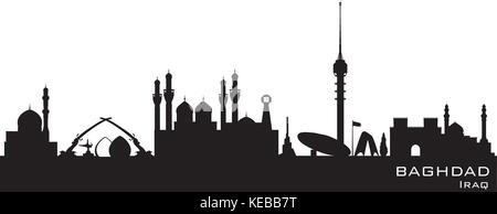 Bagdad Irak skyline Detaillierte vektor Silhouette Stock Vektor