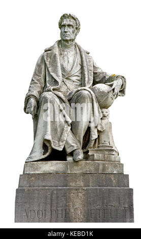 Brüssel, Belgien. Statue: Adolphe Quetelet (Lambert Adolphe Jacques Quetelet; 1796-1874) Astronom und Begründer des Brüsseler Informationsstelle.... Stockfoto
