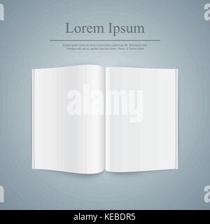 Offenes Buch auf dem grauen Hintergrund. Stock Vektor