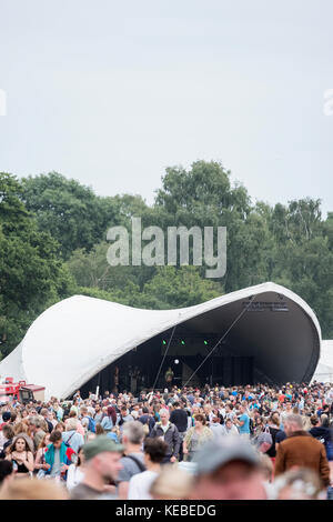 Konzertbesucher hören Band spielen auf der Bühne des Festival zu leben Stockfoto