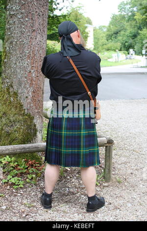 Mann mit langem Bart und Schottenrock, Kilt Stockfoto