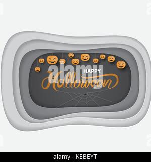 Halloween Kalligraphie abstrakt Hintergrund mit Papier schneiden Formen. Halloween vektor Schriftzug. Halloween Kalligraphie vektor design Layout für Halloween ba Stock Vektor