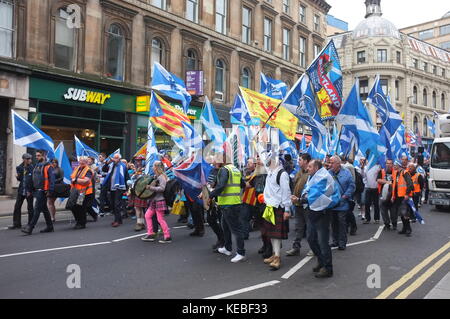 Pro-unabhängigkeit Rallye von der Hoffnung über die Angst, Glasgow, Schottland, Großbritannien organisiert. 16. September 2017. Stockfoto