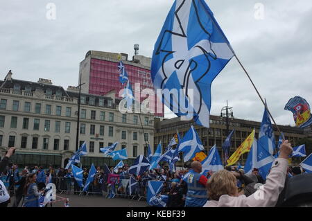 Pro-unabhängigkeit Rallye von der Hoffnung über die Angst, Glasgow, Schottland, Großbritannien organisiert. 16. September 2017. Stockfoto