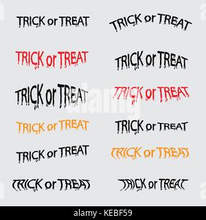 Der Trick oder Festlichkeit Kalligraphie abstrakte Symbol. Trick oder Festlichkeit vektor Schriftzug. Happy Halloween Text Banner. Vector Illustration Stock Vektor