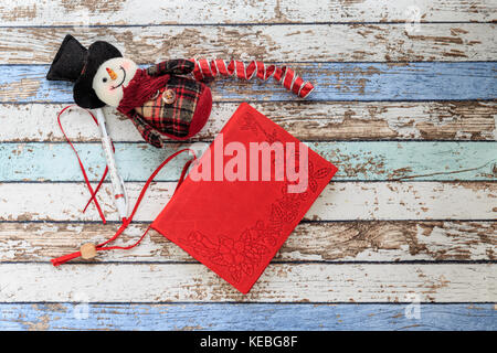 Journal, Stift, und Schneemann von oben gesehen Stockfoto