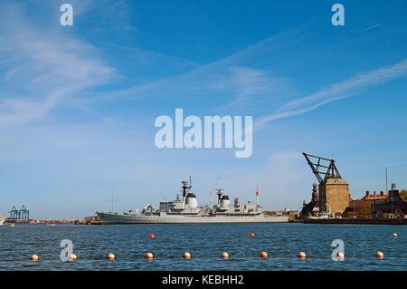 Die fregatte Peder skram (navy Flag Ship während des Kalten Krieges) in Kopenhagen ist nun für die Öffentlichkeit zugänglich als Museumsschiff. Stockfoto