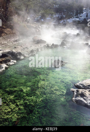 Natürliche heiße Quellen in Kusatsu Onsen, Japan Stockfoto