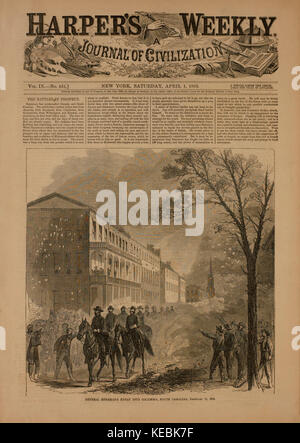 General Sherman's Entry into Columbia, South Carolina, 17. Februar 1865, Harper's Weekly, 1. April 1865 Stockfoto