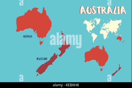Weltkarte Australien sehr detaillierte Vector Illustration Stock Vektor