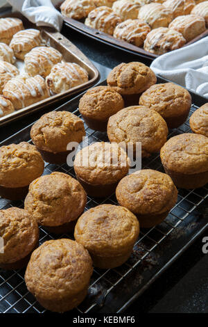 Frisch gebackene Scones und Muffins Kürbis Stockfoto