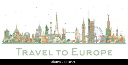 Berühmte Sehenswürdigkeiten in Europa. Vector Illustration. Business Travel und Tourismus Konzept. Bild für Präsentation, Banner, Plakat und Website Stock Vektor