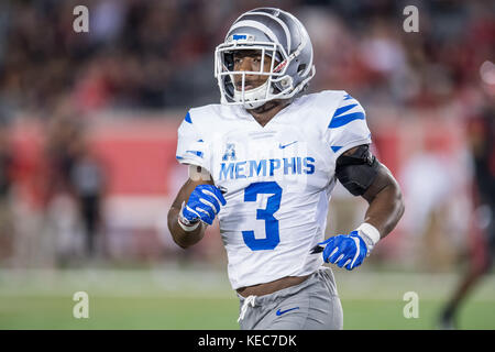 Houston, TX, USA. 19 Okt, 2017. Memphis Tigers wide receiver Anthony Miller (3) Während des 1. Quartals ein NCAA Football Spiel zwischen der Memphis Tigers und der Universität von Houston Cougars bei tdecu Stadion in Houston, TX. Memphis gewann das Spiel 42-38. Trask Smith/CSM/Alamy leben Nachrichten Stockfoto