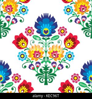 Nahtlose Volkskunst vector pattern-polnischen traditionellen repetitive Design mit Blumen Stock Vektor