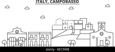 Italien, campobasso Architektur Linie skyline Abbildung. linear vector Stadtbild mit berühmten Wahrzeichen und Sehenswürdigkeiten der Stadt, Design Icons. Landschaft mit editierbaren Anschläge Stock Vektor