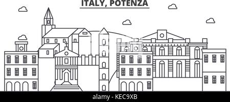 Italien, Potenza Architektur Linie skyline Abbildung. linear vector Stadtbild mit berühmten Wahrzeichen und Sehenswürdigkeiten der Stadt, Design Icons. Landschaft mit editierbaren Anschläge Stock Vektor