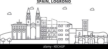 Spanien, logrono Architektur Linie skyline Abbildung. linear vector Stadtbild mit berühmten Wahrzeichen und Sehenswürdigkeiten der Stadt, Design Icons. Landschaft mit editierbaren Anschläge Stock Vektor