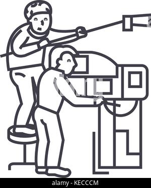 Fernsehen, TV Broadcast, Film, Video vektor Symbol Leitung, Zeichen, Abbildung auf Hintergrund, editierbare Anschläge Stock Vektor