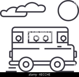 Reisen bus Vektor Symbol Leitung, Zeichen, Abbildung auf Hintergrund, editierbare Anschläge Stock Vektor