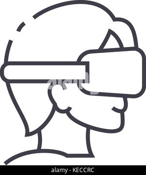 Virtuelle Realität, Gläser und Headset vektor Symbol Leitung, Zeichen, Abbildung auf Hintergrund, editierbare Anschläge Stock Vektor