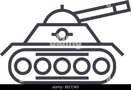 Krieg tank Vektor Symbol Leitung, Zeichen, Abbildung auf Hintergrund, editierbare Anschläge Stock Vektor