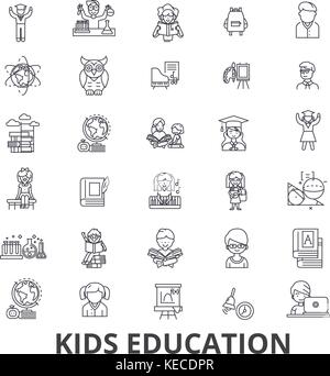 Kinder Bildung, Lernen, Ausbildung, Schule, Ausbildung Technologie Zeile für Symbole. bearbeitbaren Anschläge. flache Design Vector illustration symbol Konzept. lineare Zeichen isoliert Stock Vektor
