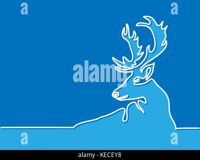 Durchgehende Linie zeichnen von Weihnachten Rentier Stock Vektor