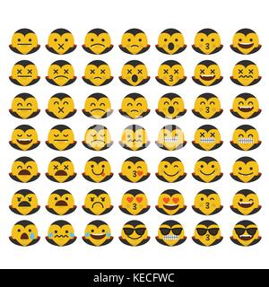 Satz von emoji Dracula halloween Emoticon zeichen Gesichter. Stock Vektor