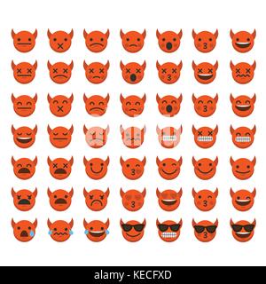 Satz von emoji Teufel halloween Emoticon zeichen Gesichter. Stock Vektor