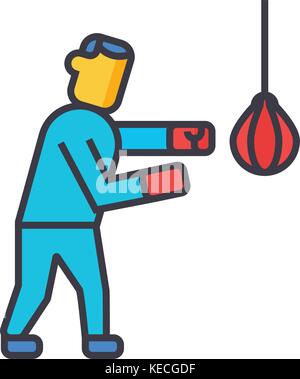 Boxing flache Linie Illustration, Begriff Vektor isolierte Symbol Stock Vektor
