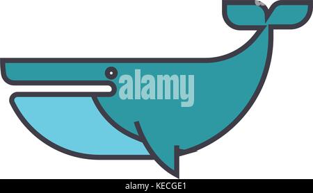 Cachalot flache Linie Illustration, Begriff Vektor isolierte Symbol Stock Vektor