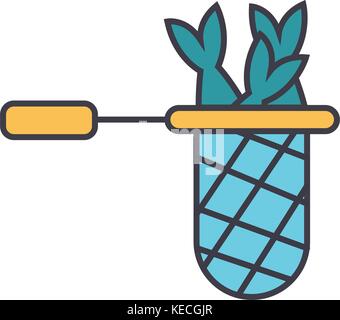 Fisch net flache Linie Illustration, Begriff Vektor isolierte Symbol Stock Vektor