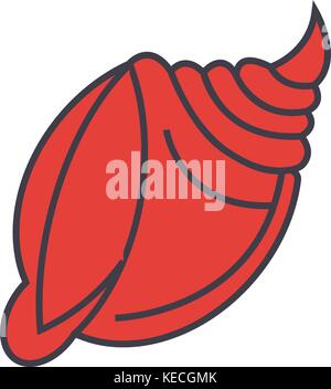 Big shell flache Linie Illustration, Begriff Vektor isolierte Symbol Stock Vektor