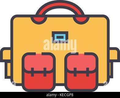 Reisetasche Fall flache Linie Illustration, Begriff Vektor isolierte Symbol Stock Vektor