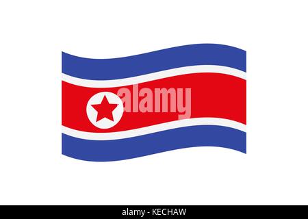 Vector Illustration der nationalen Flagge der Demokratischen Volksrepublik, Nordkorea auf weißem Hintergrund. Stock Vektor