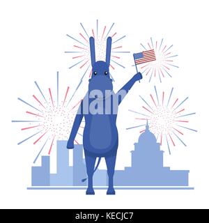 Die usa Wahlen Ergebnis Abbildung. demokratischen Esel und republikanischen Elefant Wettbewerb führen. Stock Vektor
