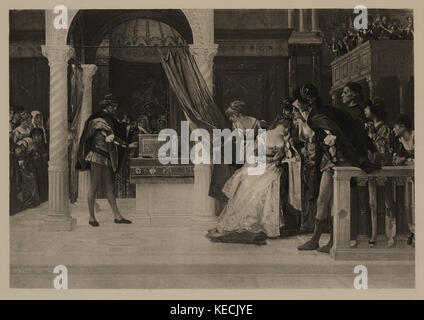 Portia in der Kaufmann von Venedig, photogravüre Drucken aus dem Original 1881 von Alexandre Cabanel, die Meisterwerke der französischen Kunst von Louis Viardot, von Tiefdruck goupil et Cie, Paris, 1882, gebbie & Co., Philadelphia, 1883 veröffentlicht. Stockfoto