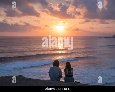 Putri Nyale Beach in Lombok, Indonesien Stockfoto