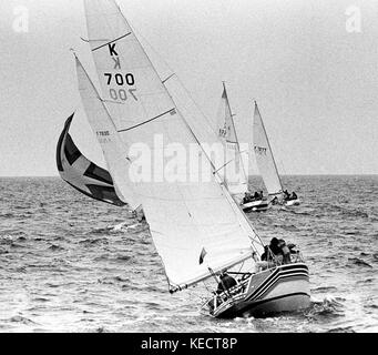 AJAXNETPHOTO - 1979 - HALBE TONNENWELTEN - SCHEVENINGEN, HOLLAND. BODICEA BEI DEN WELTMEISTERSCHAFTEN. FOTO: JONATHAN EASTLAND/AJAX REF:HDD/HALF TON/79. Stockfoto