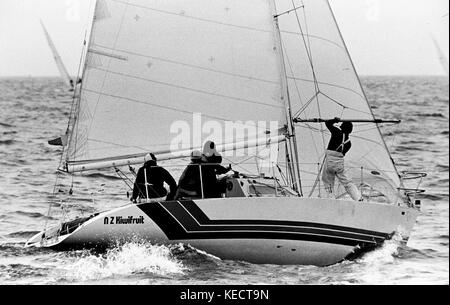 AJAXNETPHOTO - 1979 - HALBE TONNENWELTEN - SCHEVENINGEN, HOLLAND. NZ KIWIFRUIT BEI DER WELTMEISTERSCHAFT. FOTO: JONATHAN EASTLAND/AJAX REF:HDD/HALF TON/3 1979. Stockfoto