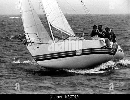 AJAXNETPHOTO - 1979 - HALBE TONNENWELTEN - SCHEVENINGEN, HOLLAND. NZ KIWIFRUIT BEI DER WELTMEISTERSCHAFT. FOTO: JONATHAN EASTLAND/AJAX REF:HDD/HALF TON/79. Stockfoto