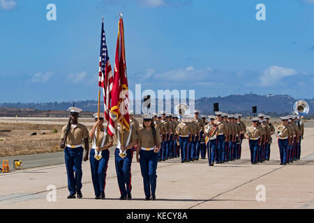 Soldaten der US-Marines marching band im Miramar Airshow in San Diego Stockfoto