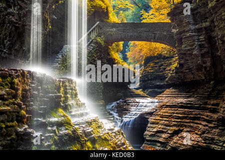 Watkins Glen State Park Wasserfall Canyon in Upstate New York Stockfoto