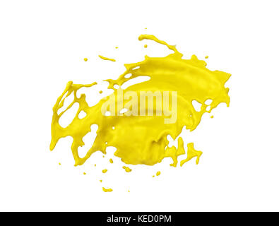 Schuß von gelber Farbe splash, auf weißem Hintergrund Stockfoto