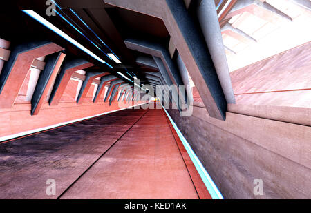Eine futuristische Tunnel Innenausstattung. 3D gerenderte Darstellung. Stockfoto