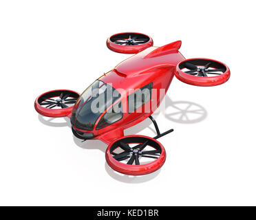 Red Selbstfahrer Pkw Brummen auf weißem Hintergrund. 3D-Bild. Stockfoto