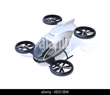 Weiß Selbstfahrer Pkw Brummen auf weißem Hintergrund. 3D-Bild. Stockfoto