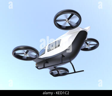 Weiß Selbstfahrer Pkw Drohne fliegen in den Himmel. 3D-Bild. Stockfoto