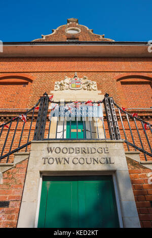 Woodbridge, Suffolk Town, die niederländische Satteldach Stadtrat Gebäude in Woodbridge, Suffolk, England, UK. Stockfoto