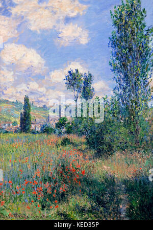 Blick auf Vetheuil, Claude Monet, 1880, Metropolitan Museum of Art, Manhattan, New York City, USA, Nordamerika Stockfoto